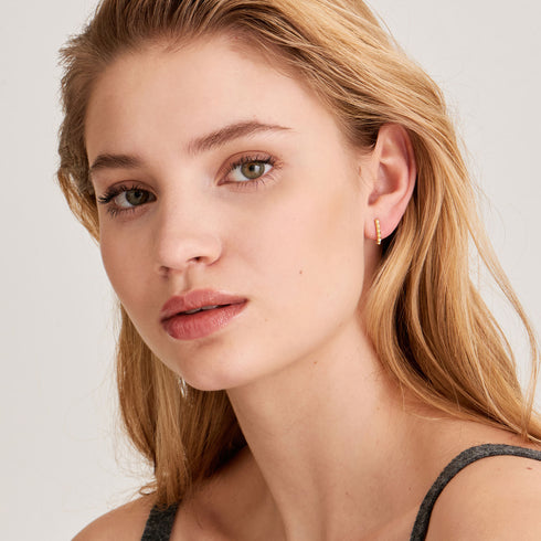 Gold Spike Huggie Hoop Earrings